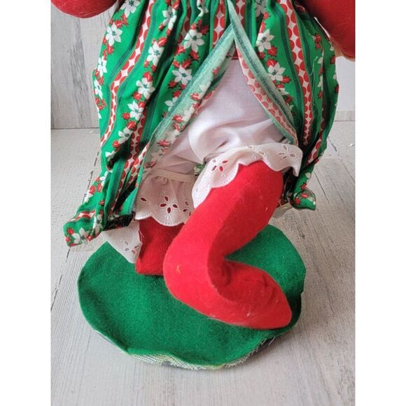 Vintage 16" Annalee Mrs clause green apron Xmas figure mistletoe - Picture 7 of 14